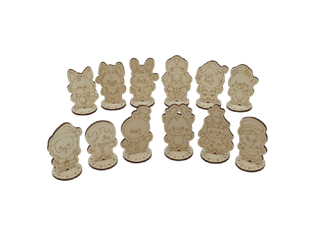 Weihnachtliche Stehfiguren Set  - 12 Figuren mit Box